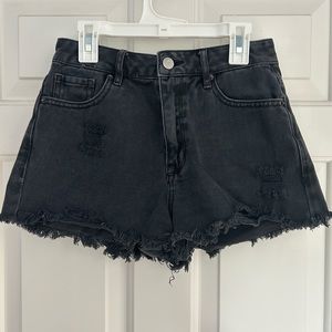 black ripped pacsun jean shorts